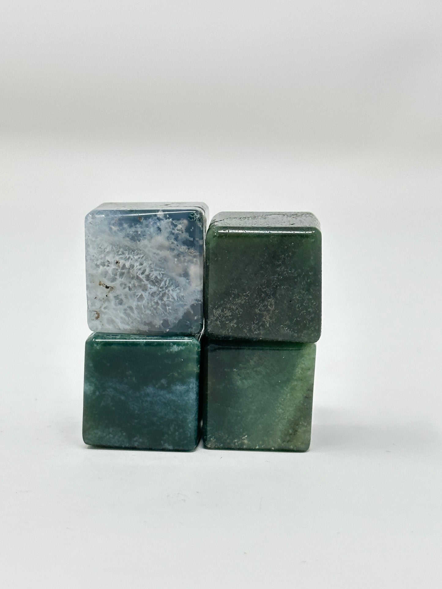 Moss Agate Cube Set