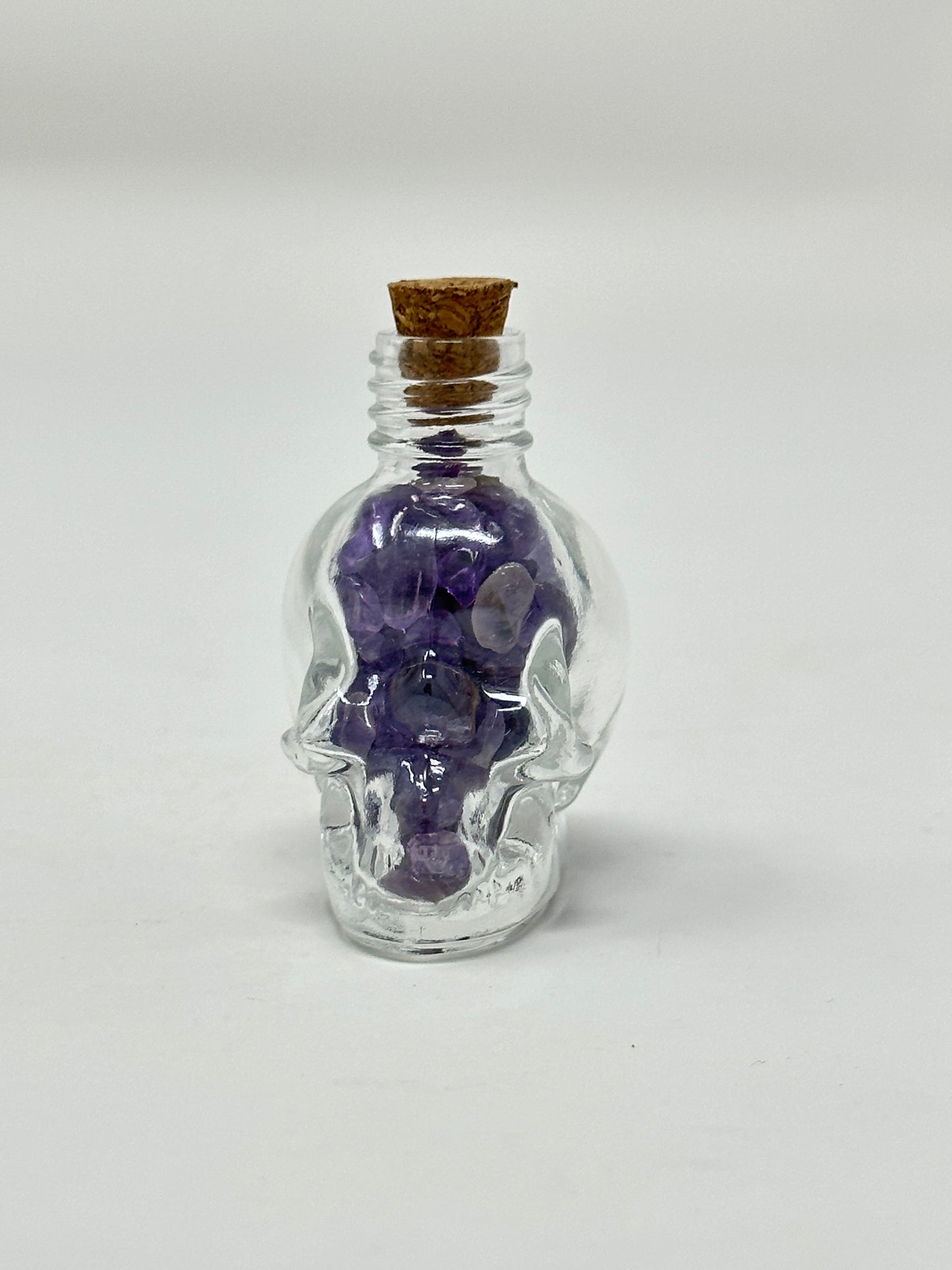 Skull Bottle W/ Amethyst Chips