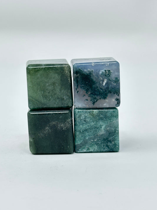 Moss Agate Cube Set