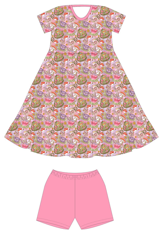 Twirl Dress w/ Shorts- Enchanted Cups