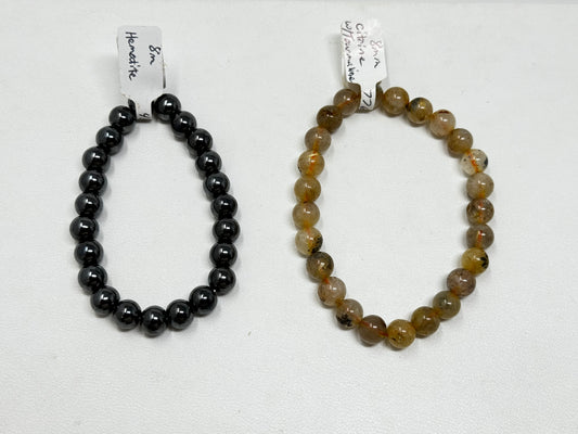 8mm Natural Crystal Beaded Bracelets