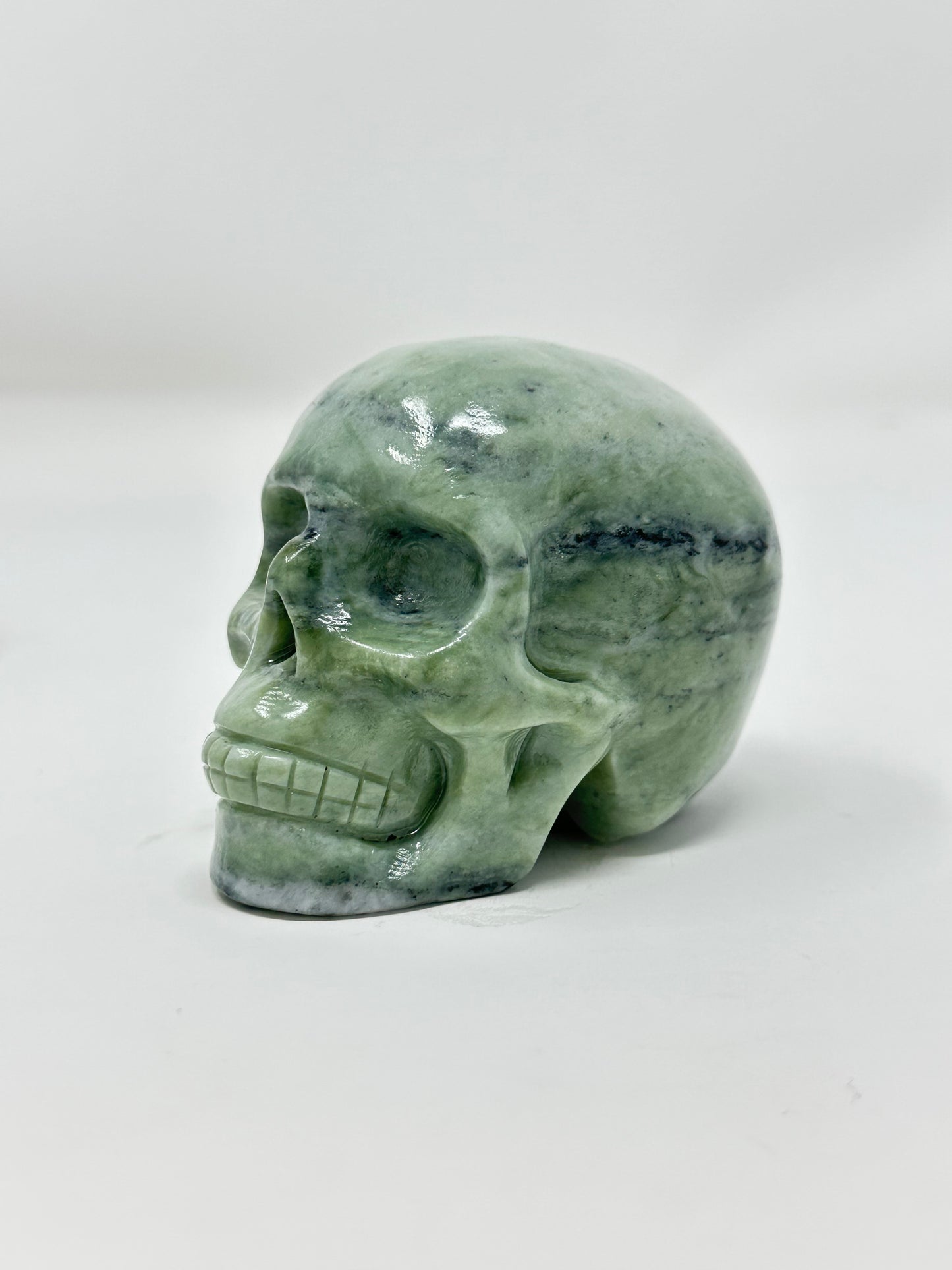 Green Nephrite Jade Skull