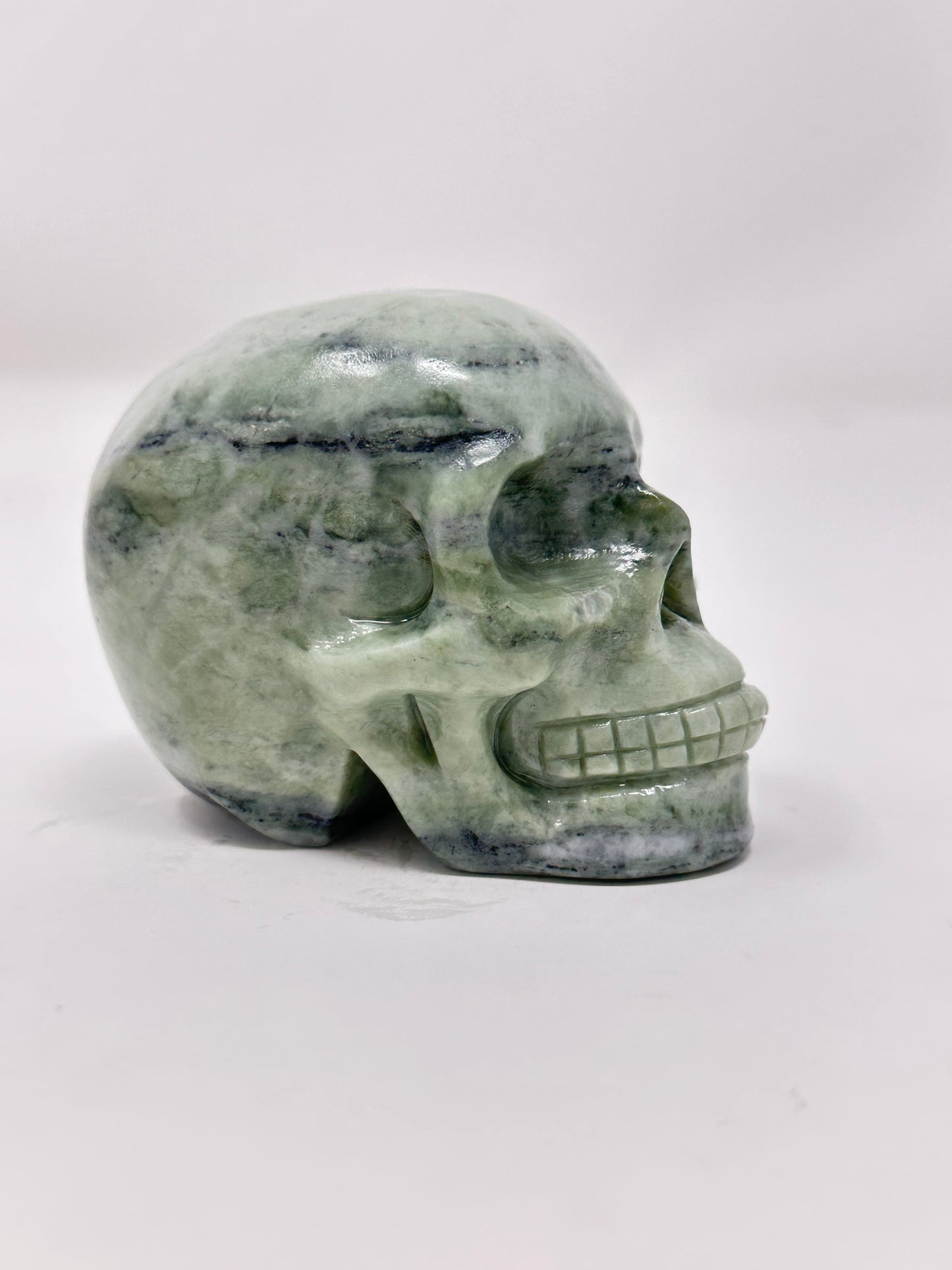 Green Nephrite Jade Skull