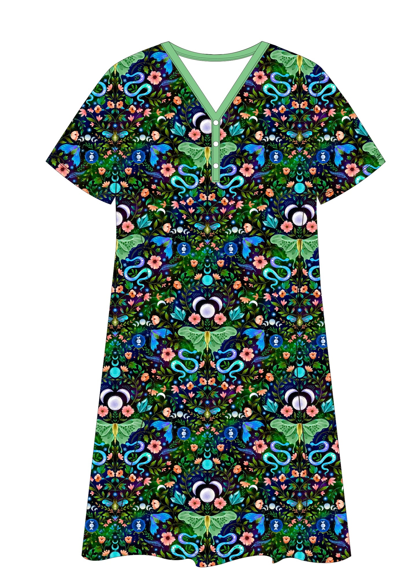 Celestial Bloom- Adult Moo Moo (Nightgown w/ Pockets)