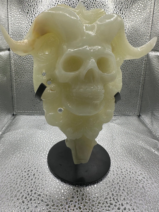 Afghan Jade Skull with horns