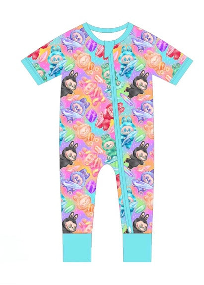 Enchanted Monsters-Short Sleeve Long Pants Zippy