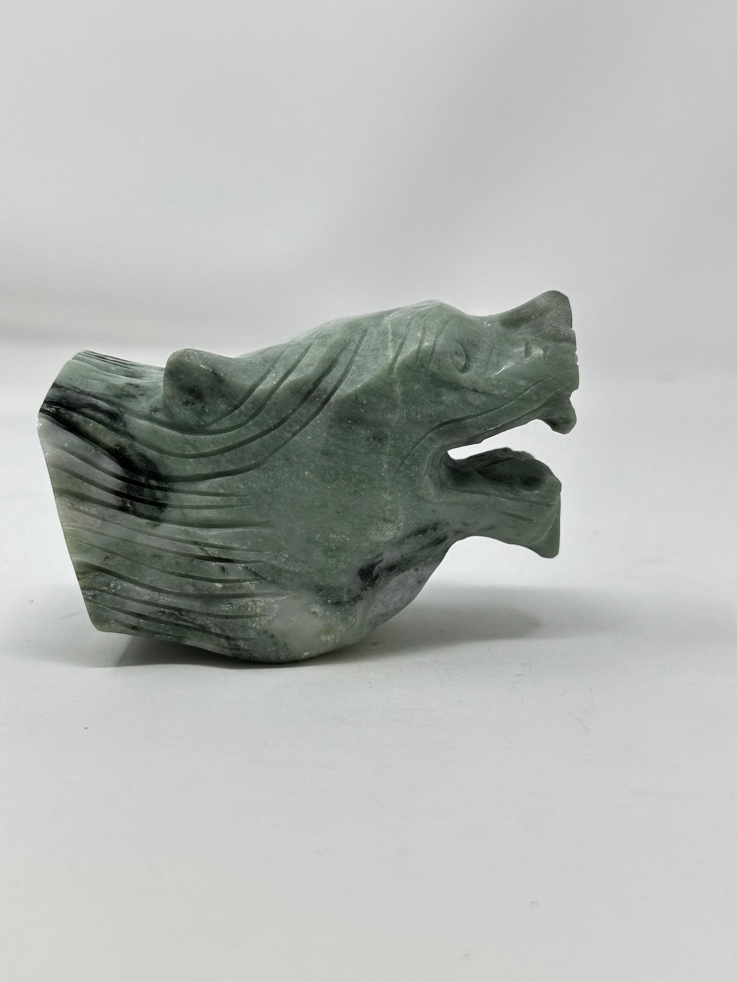 Jade Wolf Head (Green Jade)