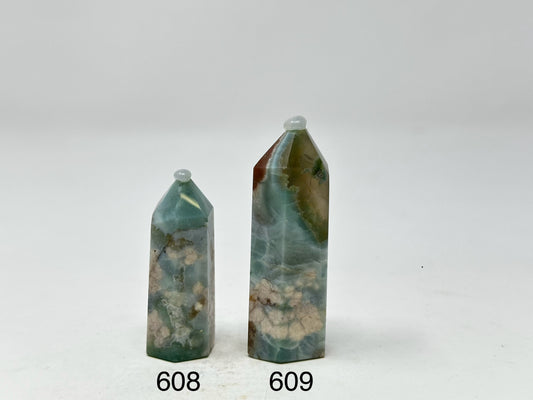 Green Flower Agate Towers