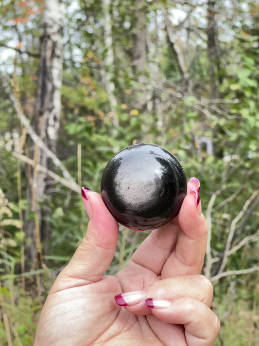 Silver Obsidian Sphere