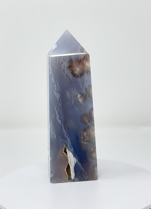 Blue Flower Agate Tower