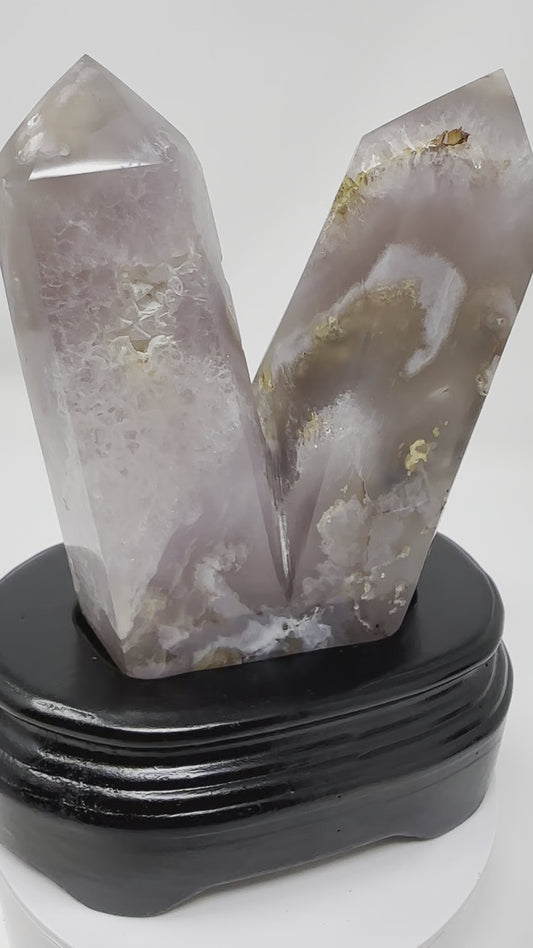 Flower Agate Double Tower